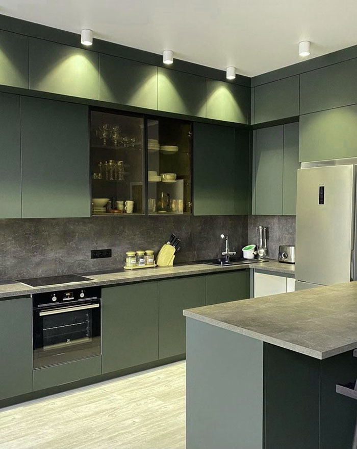 Nhà bếp đẹp màu xanh